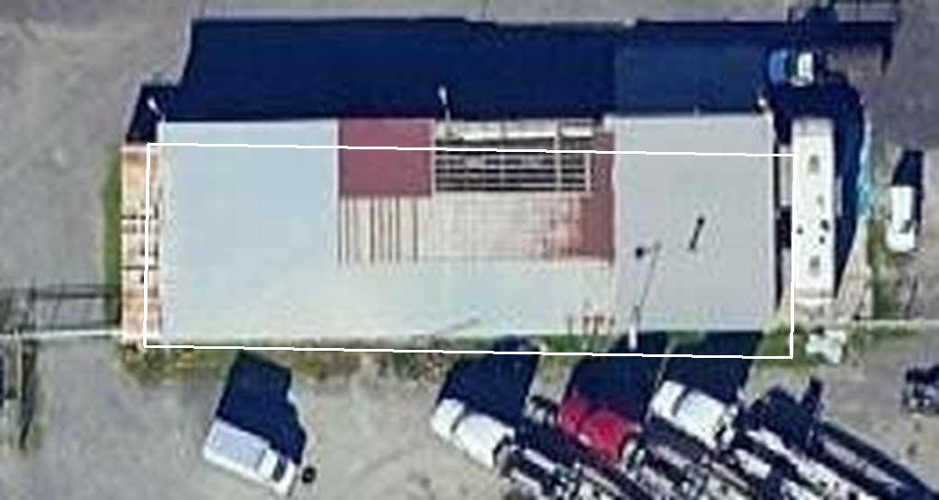 Satellite close-up of the shop roof
